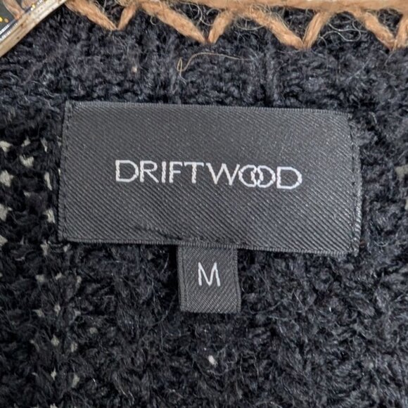 Driftwood Aztec Duster Cardigan Womens Size Medium Black Ribbed Open Sweater - Picture 3 of 9